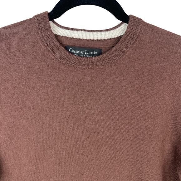 Christian Lacroix Sweater Womens Large Extra Fine Merino Wool Brown Crewneck - Picture 2 of 6